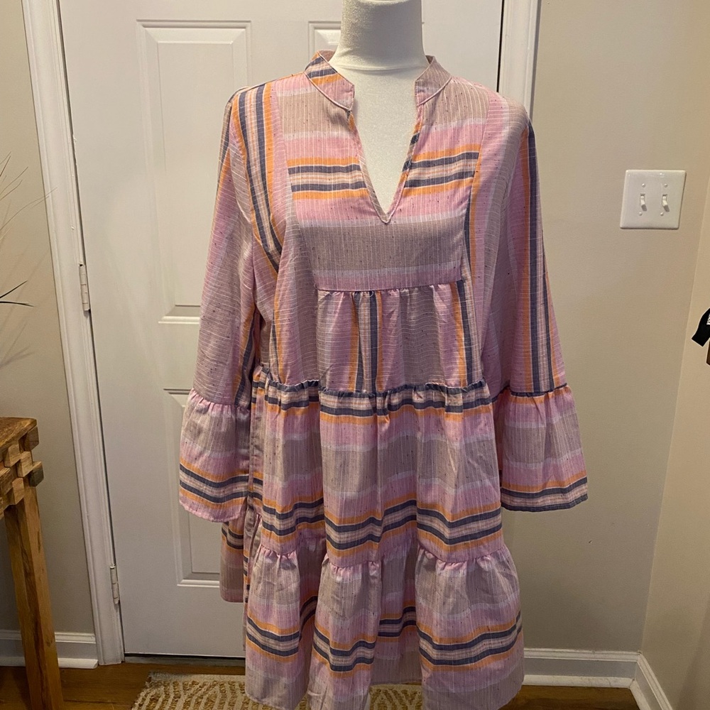Striped Pink and Purple Women's Dress
